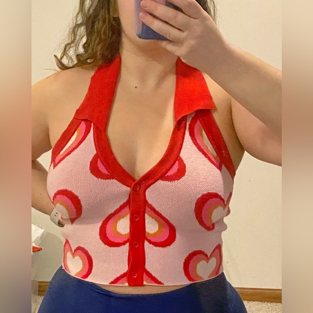 Red and pink heart tank top